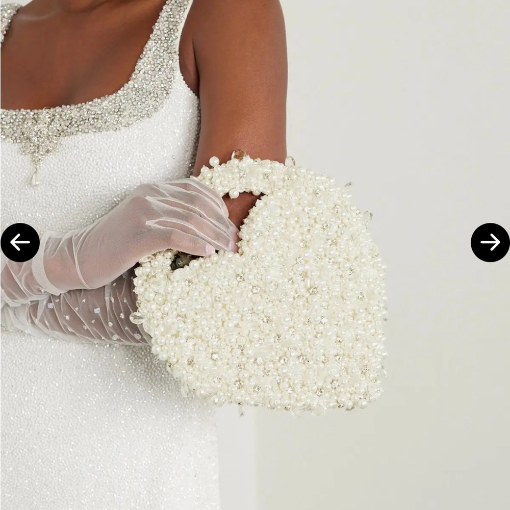 Clio Peppiatt Beaded Heart Purse - Ivory